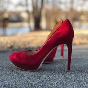 Gianni Bini Red Suede Leather High Heels Sz. 6.5